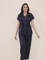 Load and play video in Gallery viewer, Women&#39;s Satin Shirt Collar Lounge Set
